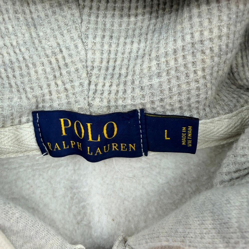 Polo Ralph Lauren Mens Full Zip Hoodie Heather Grey Fleece Lined Large Blue Pony - Picture 5 of 9